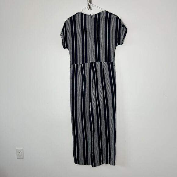 Rails Linen Jumpsuit Romper Womens XS Navy Blue Angela Mediterranean Stripe Boho - Picture 6 of 12